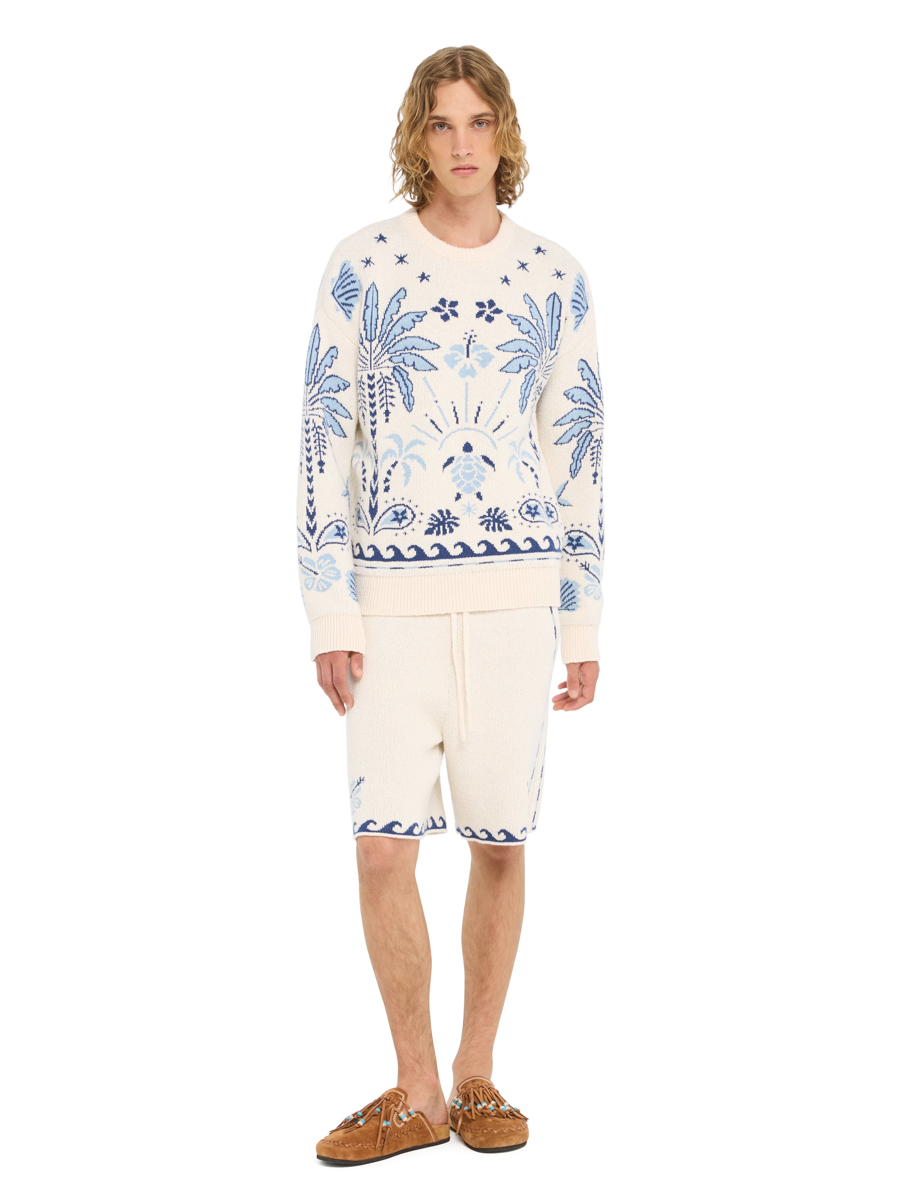Alanui Echoes Of The Island Sweater Chalk-Light Blue LMHE033R26KNI002 Alanui Echoes Of The Island Sweater Chalk-Light Blue LMHE033R26KNI002