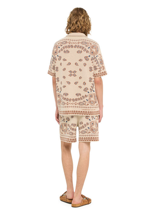 Alanui Cotton Piquet Bandana Shirt Sand-Red Earth LMHY001R26KNI002 Alanui Cotton Piquet Bandana Shirt Sand-Red Earth LMHY001R26KNI002