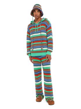 Alanui Sunny Stripes Hoodie Chalk-Sky Blue LMHU001R25KNI001