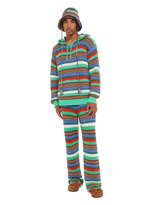 Alanui Sunny Stripes Hoodie Turquoise-Multicolor LMHU003R25KNI001