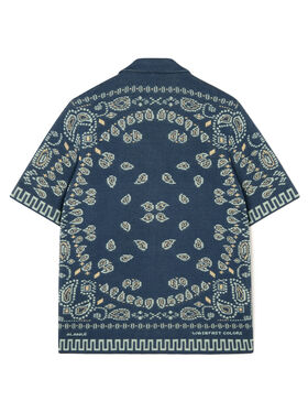 Alanui Cotton Piquet Bandana Shirt Arbour-Light Blue