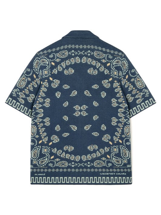 Alanui Cotton Piquet Bandana Shirt Arbour-Light Blue LMHY001R26KNI002