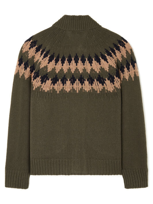 Alanui Sweet Winter Cardigan Olive-Camel LMHQ005E25KNI002