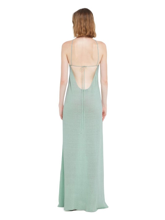 Alanui Mermaid Inside Halter Neck Dress Acquamarine LWHI062R26KNI001