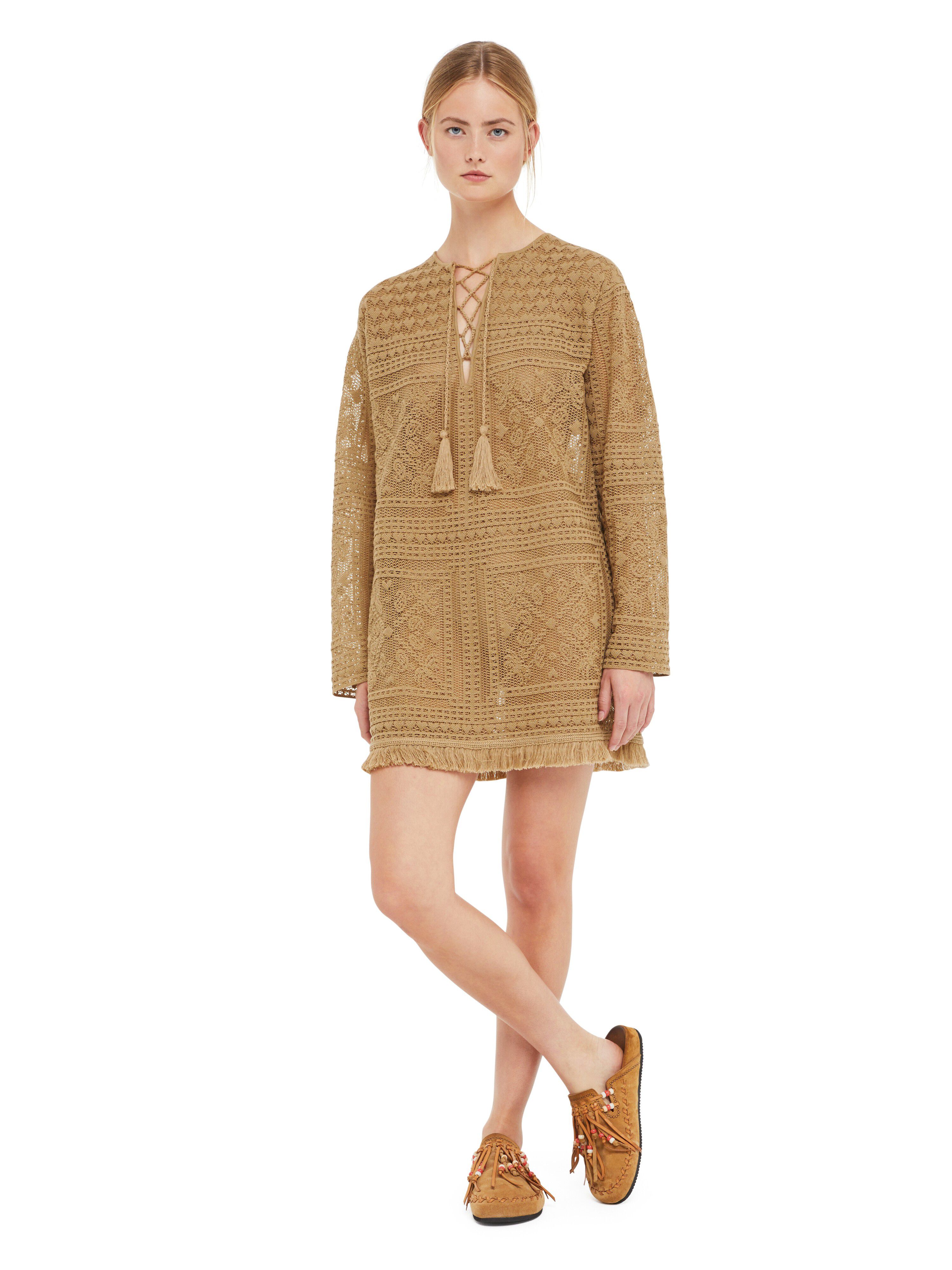 Alanui Kiss By The Book Mini Dress Sand LWHI05CR25KNI001