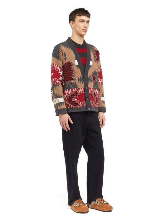 Alanui Grunge Anthem Cardigan Camel-Iron LMHB027E25KNI002