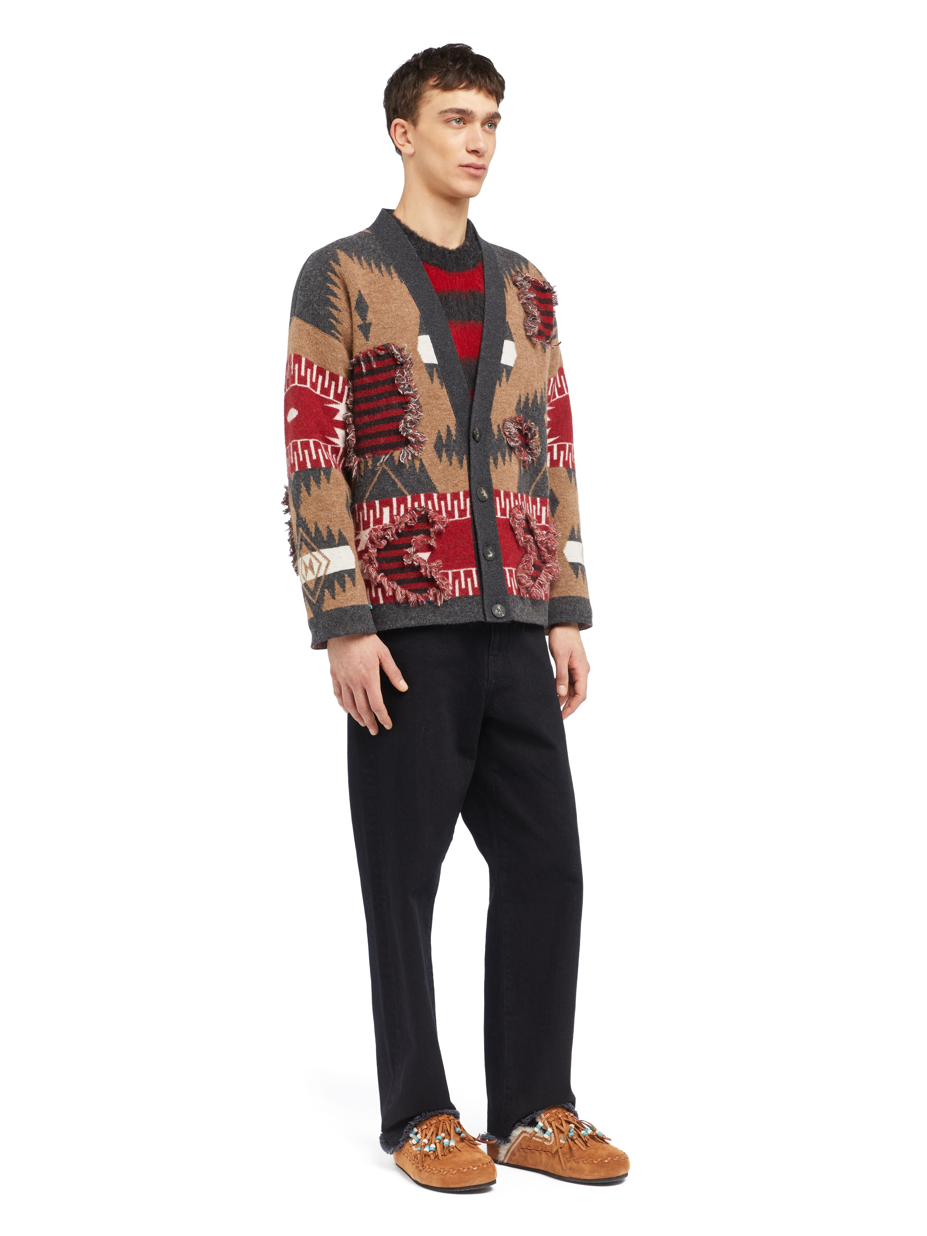 Alanui Grunge Anthem Cardigan Camel-Iron LMHB027E25KNI002