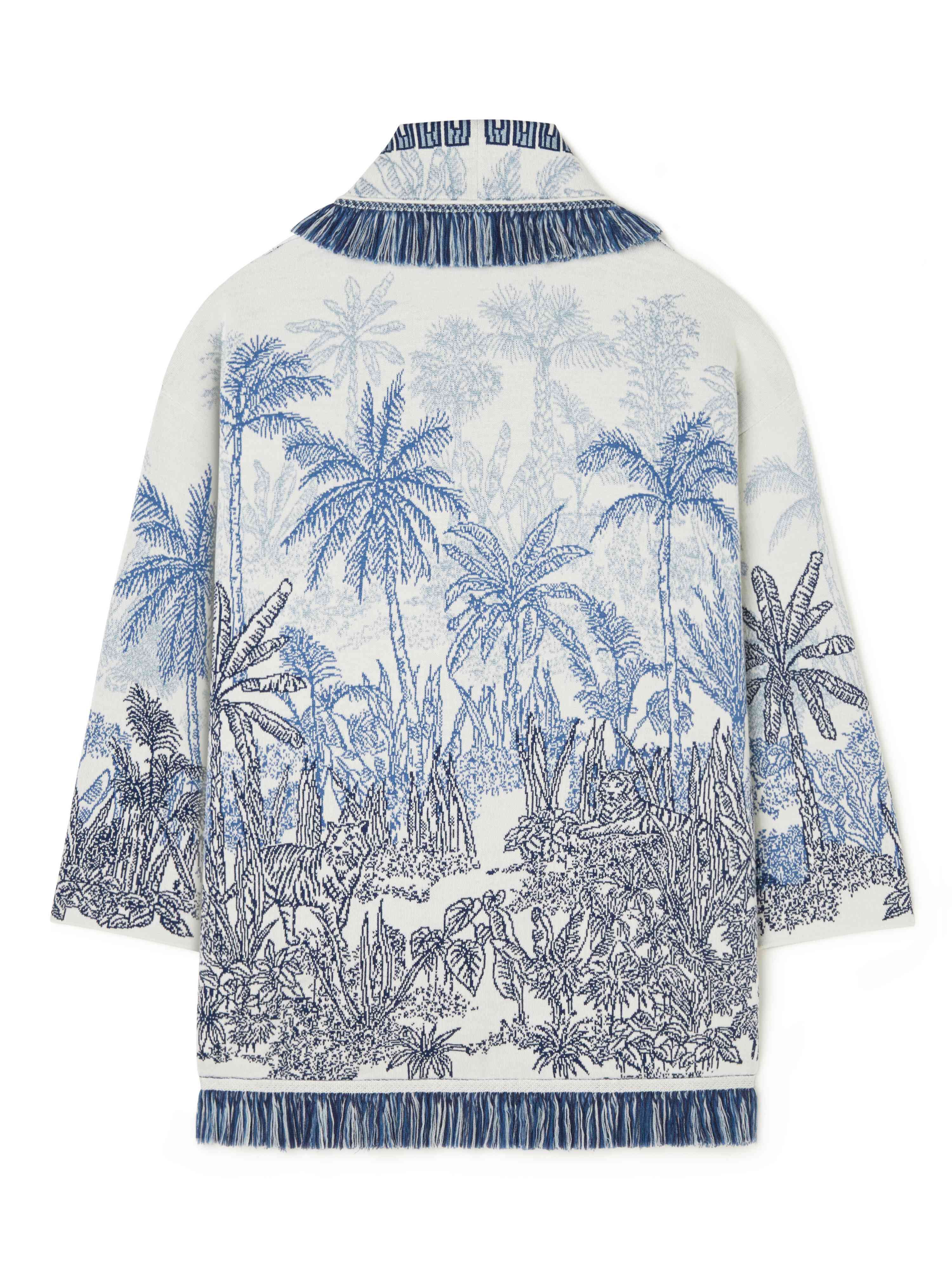 Alanui Jungle Toile De Jouy Cardigan Chalk-Deep Blue LWHB064R24KNI005