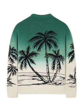 Alanui Wave Bloom Sweater Green Tide-Chalk