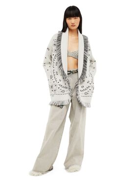 Alanui Bandana Jacquard Cardigan Moon Light LWHB064F23KNI002