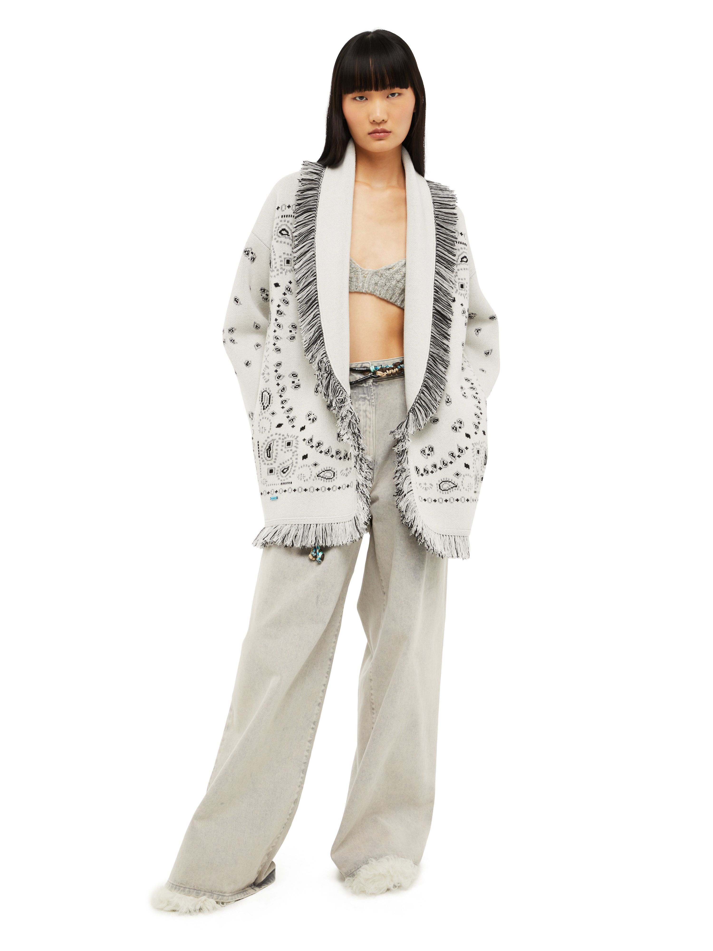 Alanui Bandana Jacquard Cardigan Moon Light LWHB064F23KNI002