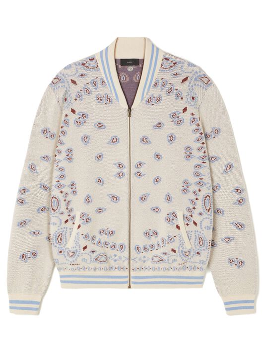 Alanui Bandana Piquet Jacquard Bomber Jacket Chalk-Marsala LMHQ001R25KNI001