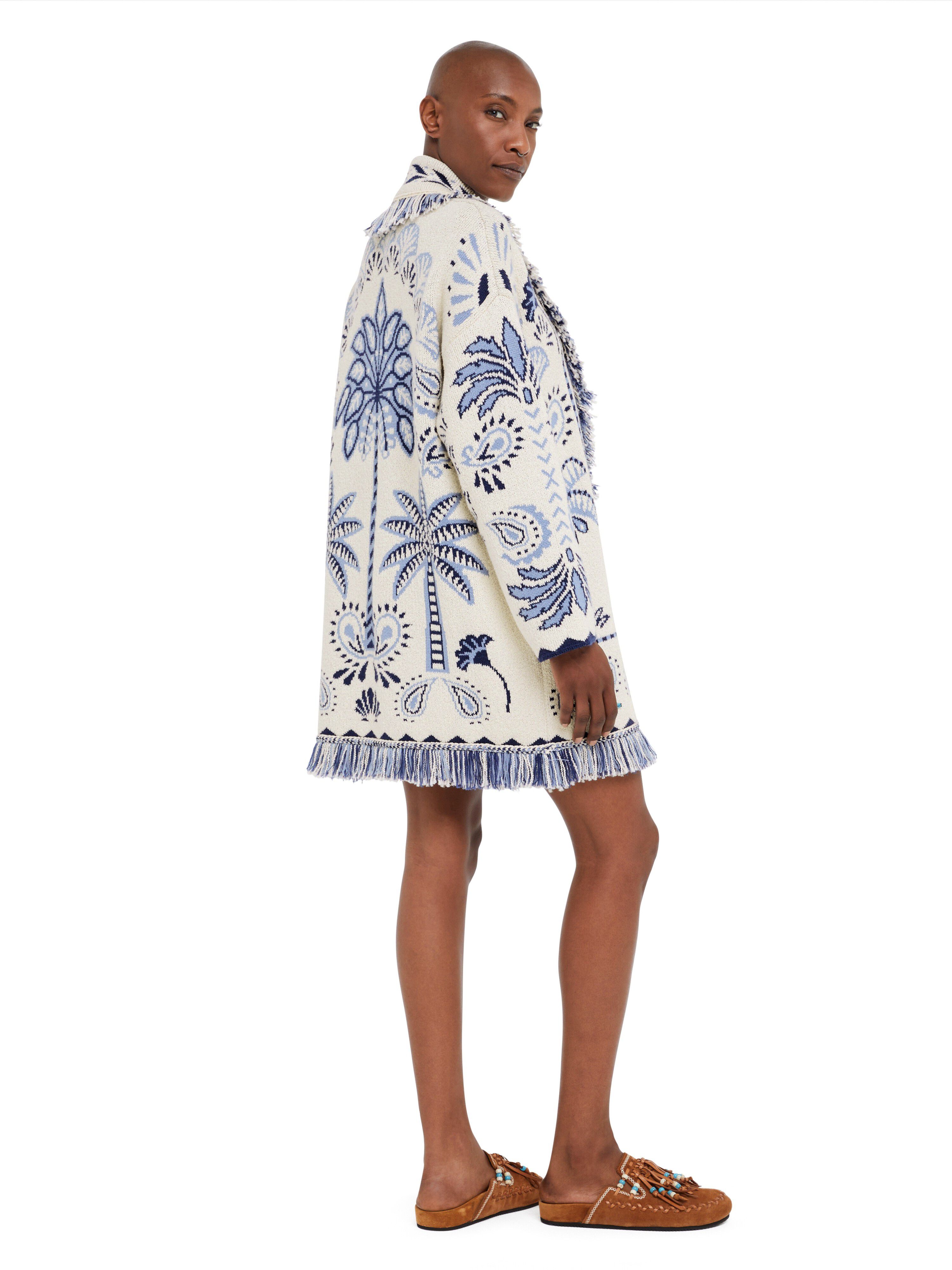 Alanui Wild Wonder Foulard Cardigan Chalk-Indigo LWHB064R25KNI005