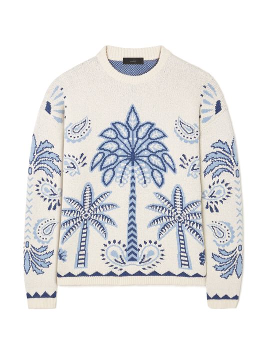 Alanui Wild Wonder Foulard Sweater Chalk-Indigo LWHE068R25KNI001