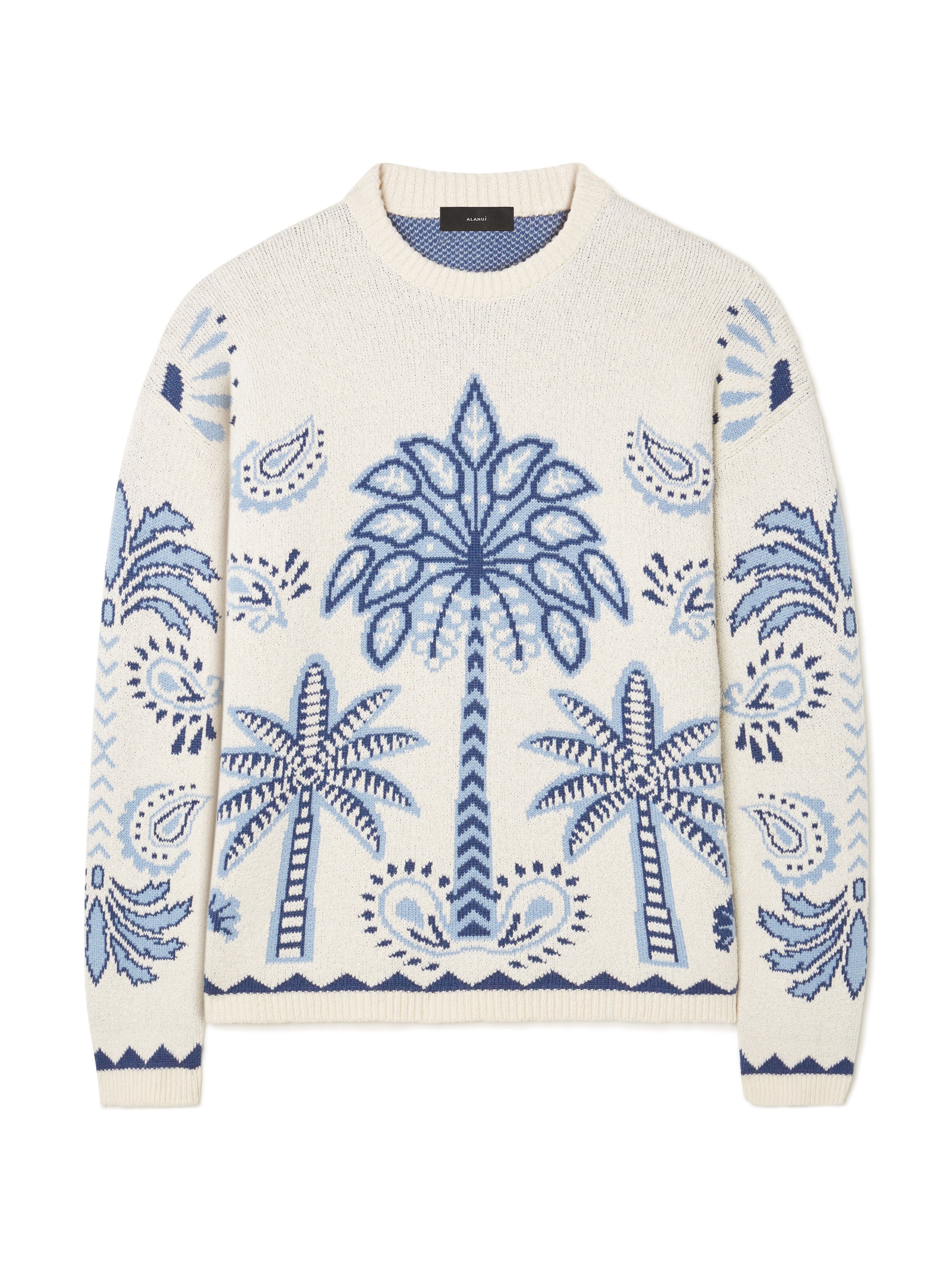 Alanui Wild Wonder Foulard Sweater Chalk-Indigo LWHE068R25KNI001