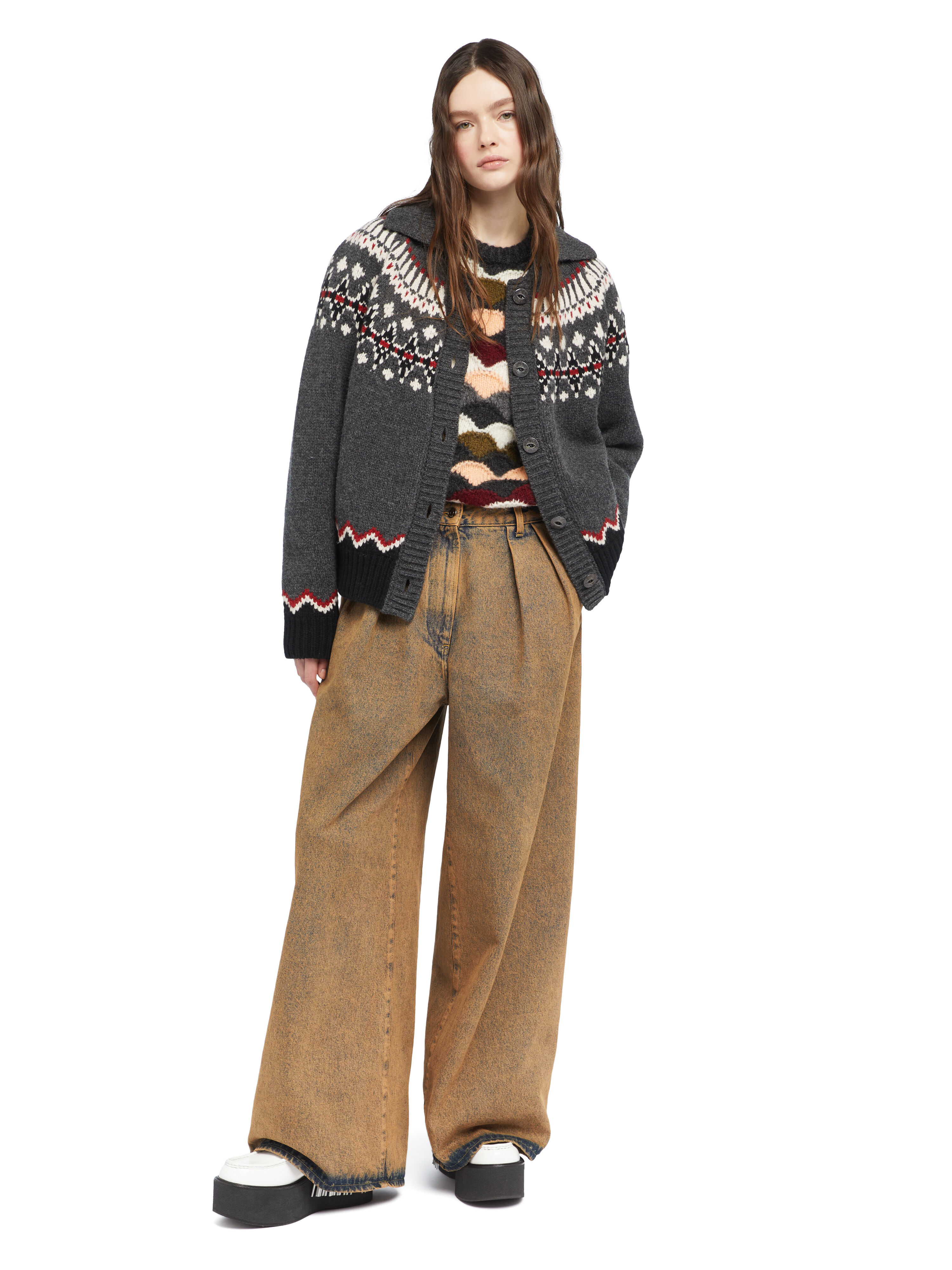 Alanui Desert Rose Wide Leg Denim Pants Overdye Apricot Denim LWYB003E25DEN002