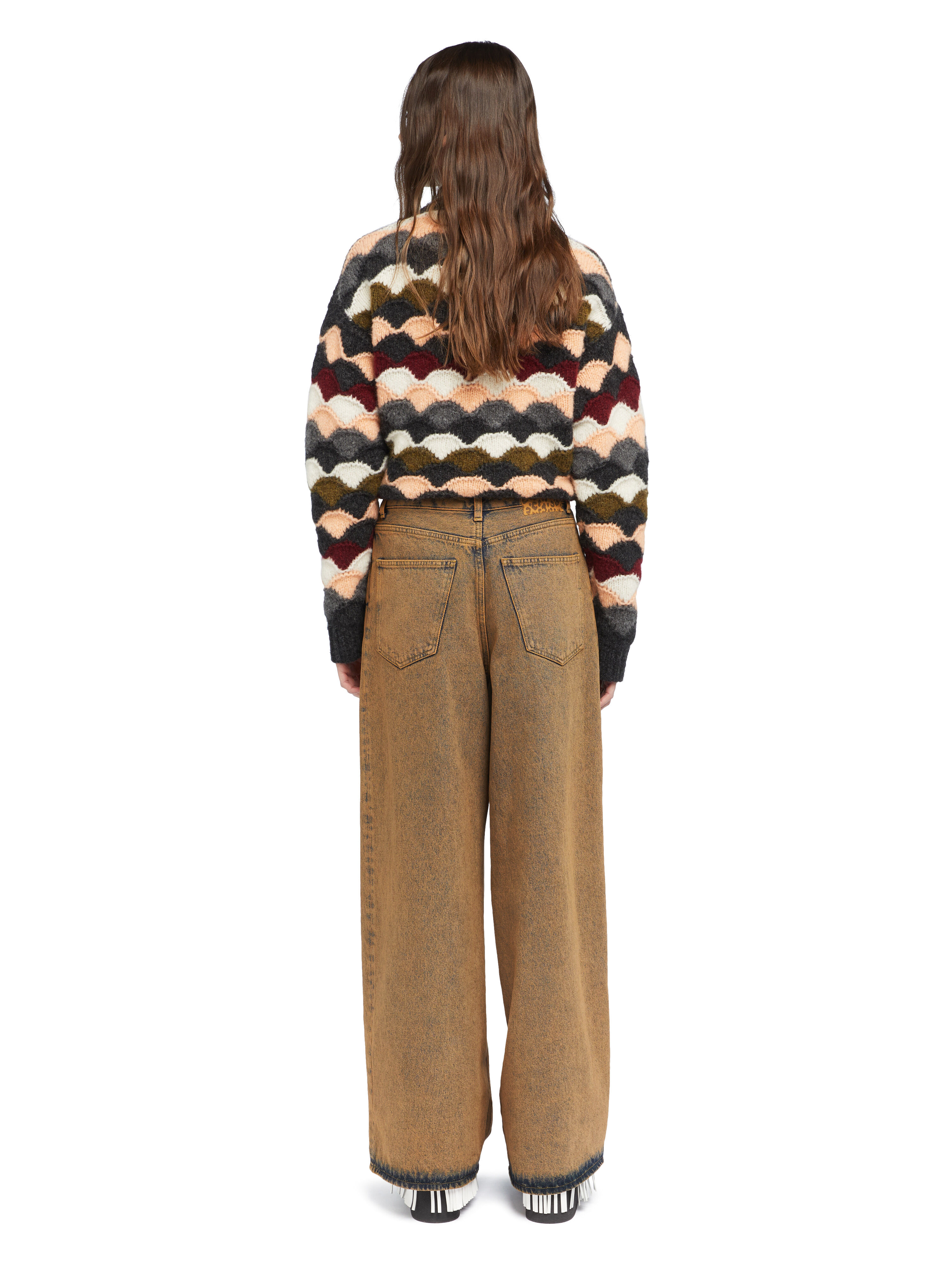 Alanui Desert Rose Wide Leg Denim Pants Overdye Apricot Denim LWYB003E25DEN002