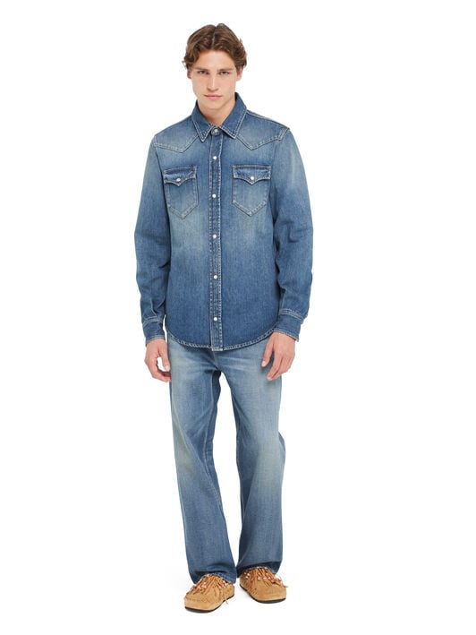 Alanui Medium Wash Denim Shirt Medium Wash Blue Denim LMYD007R26DEN003
