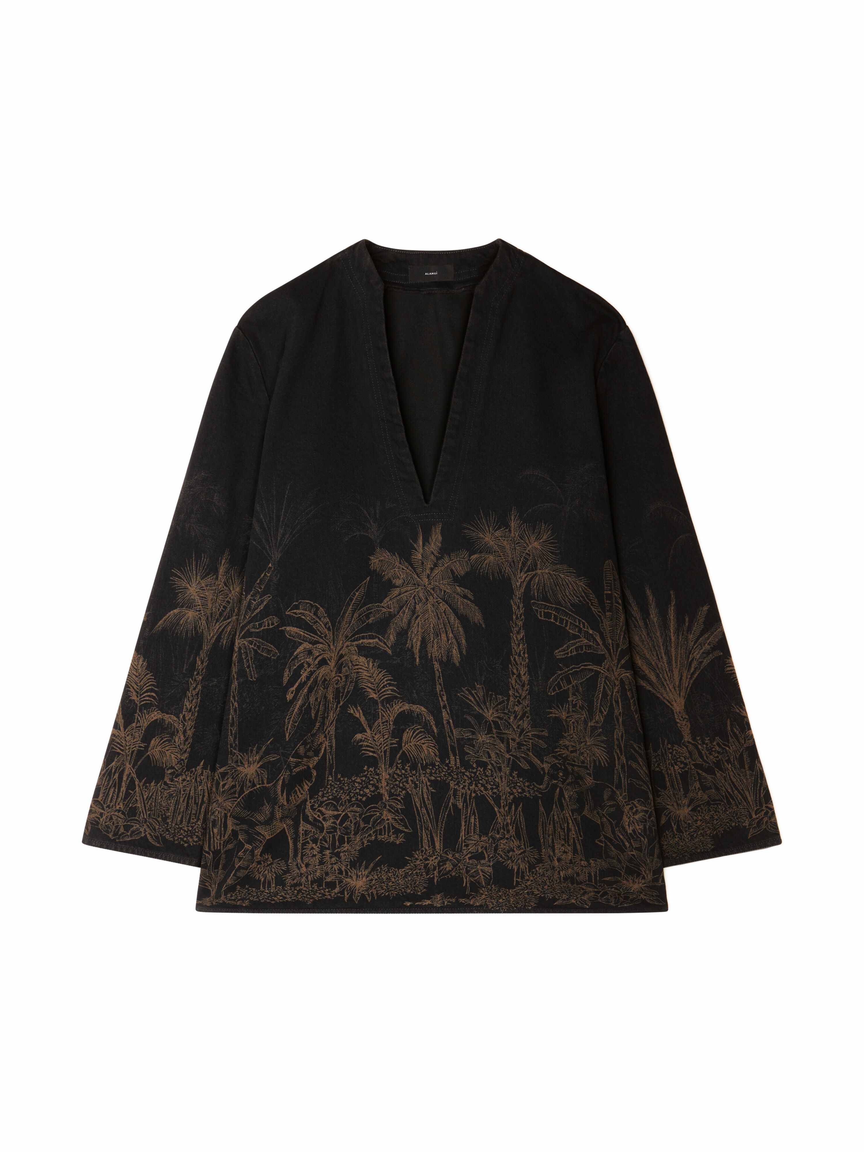 Alanui Jungle Toile De Jouy Denim Chemisier Black-Almond LWYM007R25DEN001