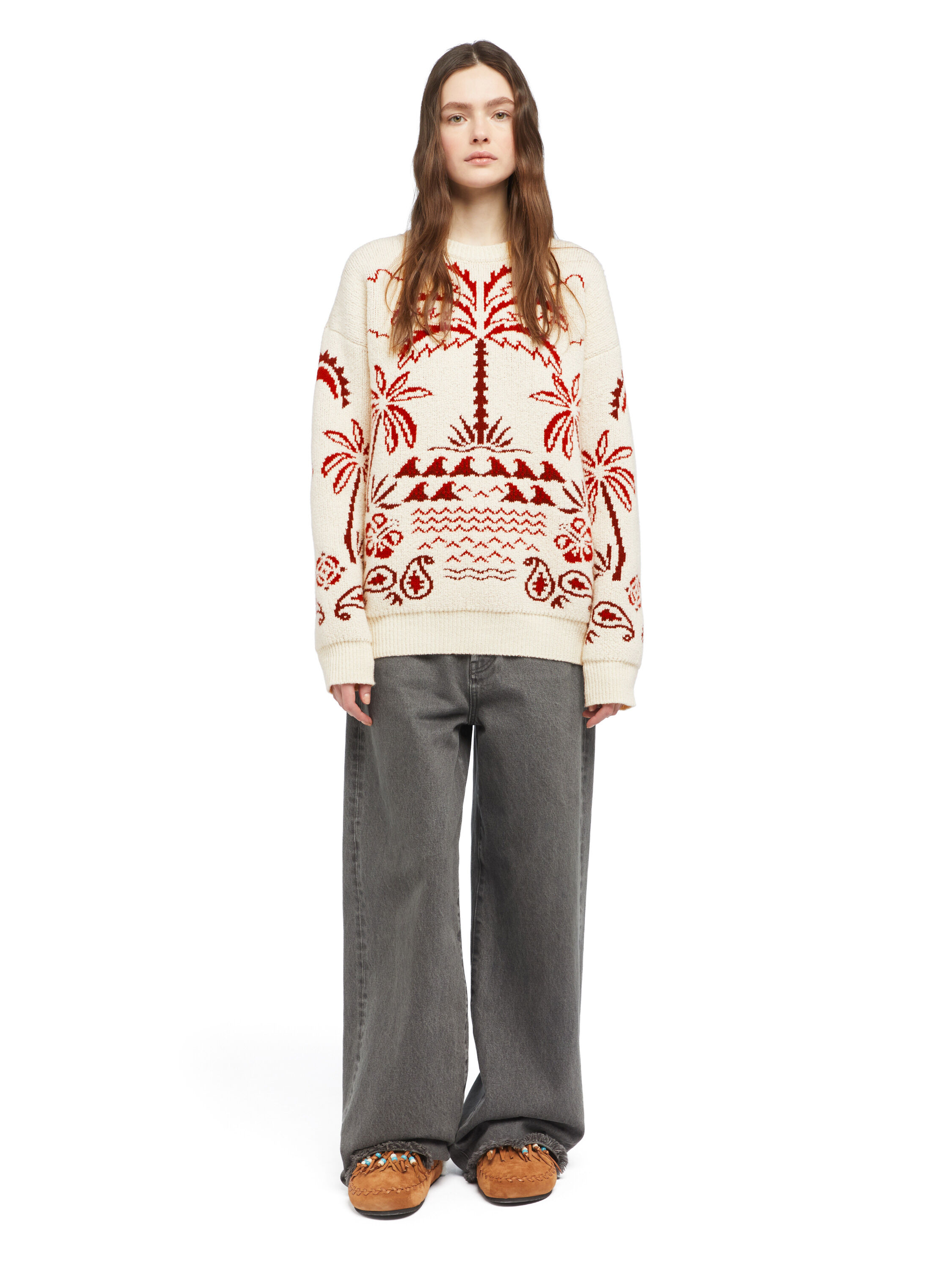 Alanui Glimpse Of Eden Sweater Chalk-Ruby LWHE068E25KNI001