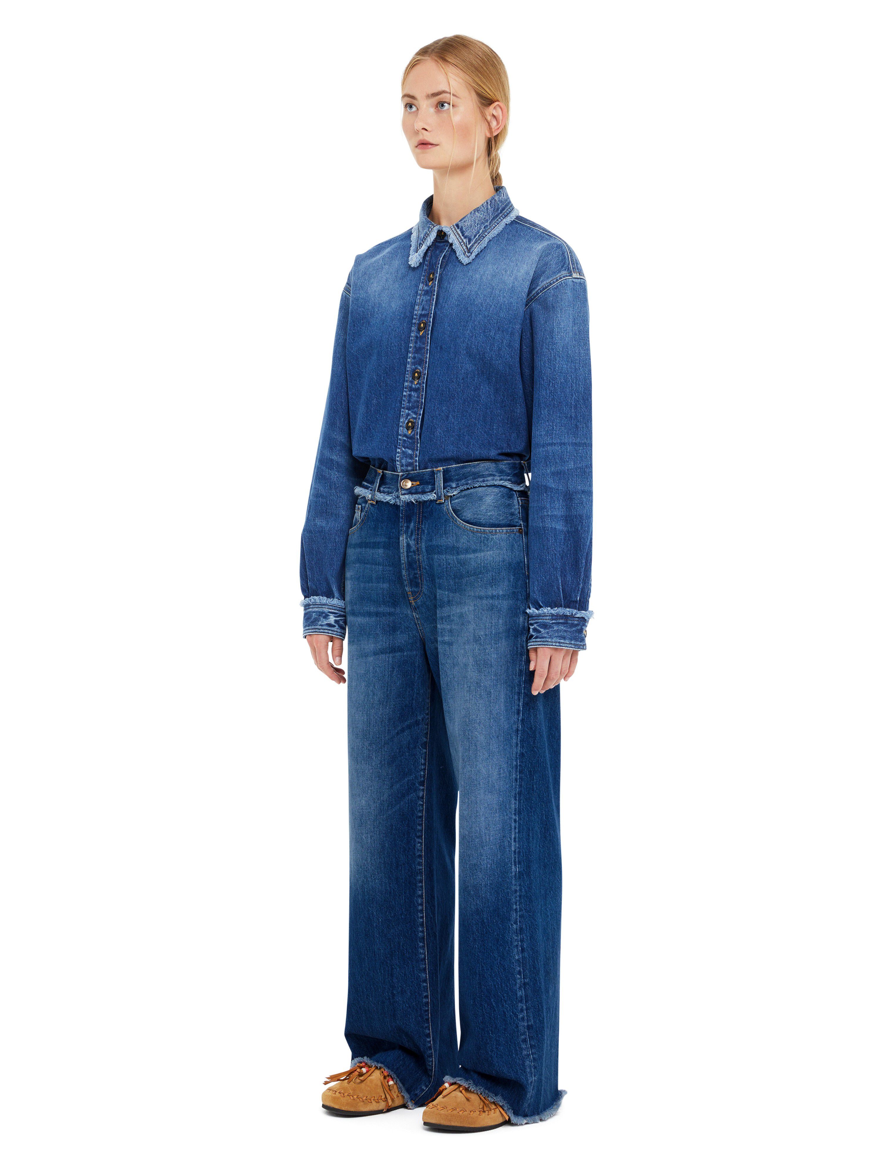 Alanui Fringed Relaxed Denim Pants Dark Wash Blue Denim LWYA01AR25DEN001