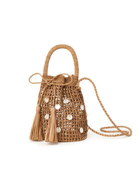 Alanui Precious Moments Raffia Satchel Bag Cocoa Delight