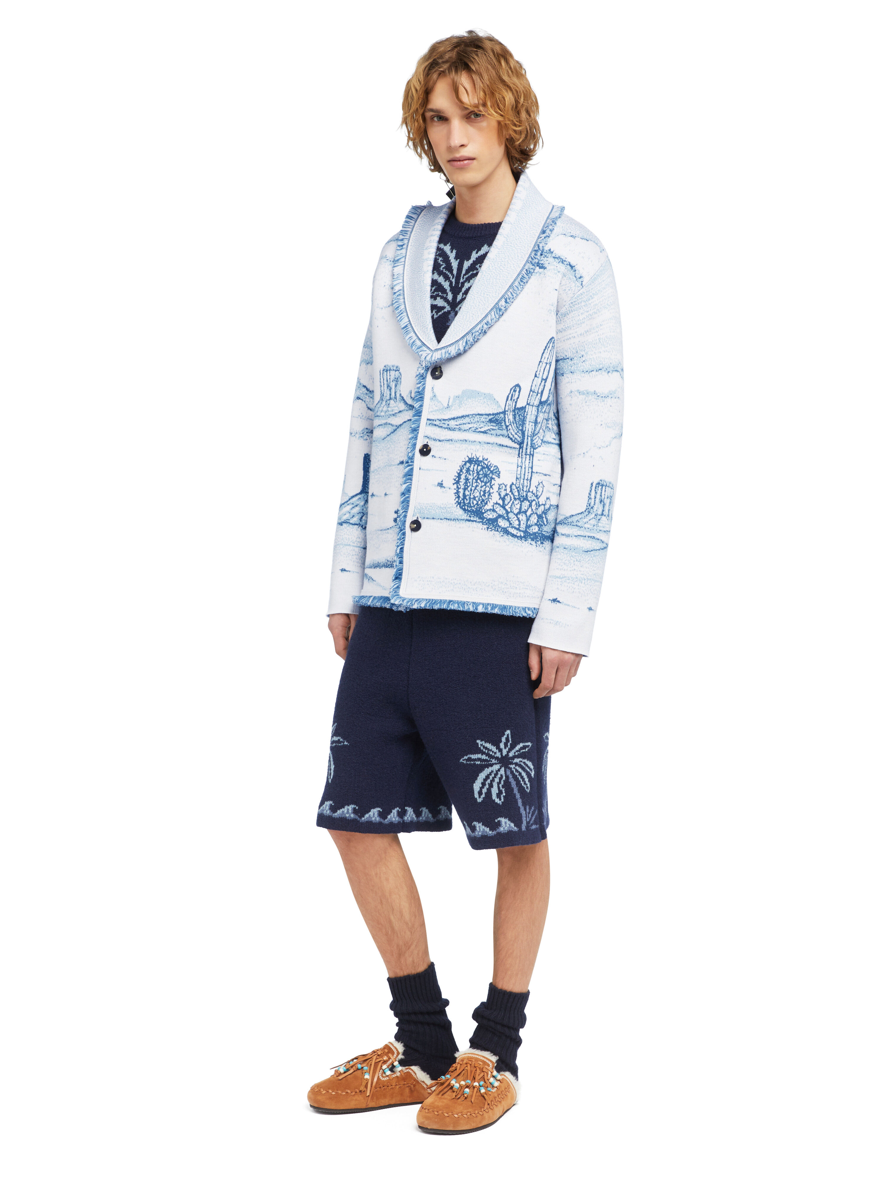 Alanui Silent Rider Cardigan Chalk-Bluebell LMHB038E25KNI002