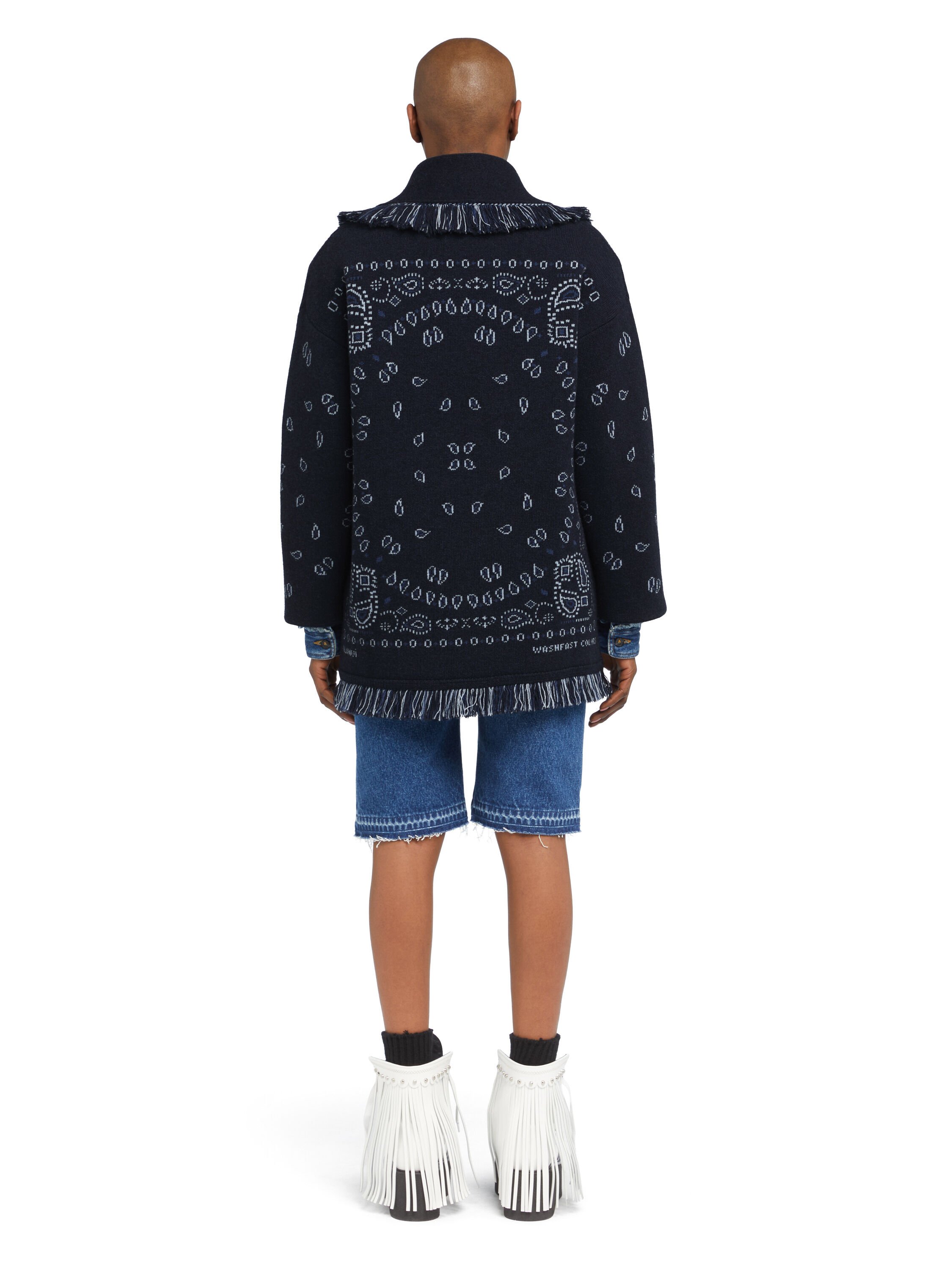 Alanui Bandana Jacquard Cardigan Midnight Blue-Multicolor LWHB064E25KNI001