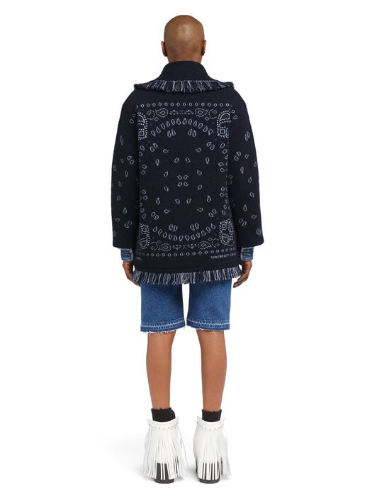 Alanui Bandana Jacquard Cardigan Midnight Blue-Multicolor LWHB064E25KNI001 Alanui Bandana Jacquard Cardigan Midnight Blue-Multicolor LWHB064E25KNI001