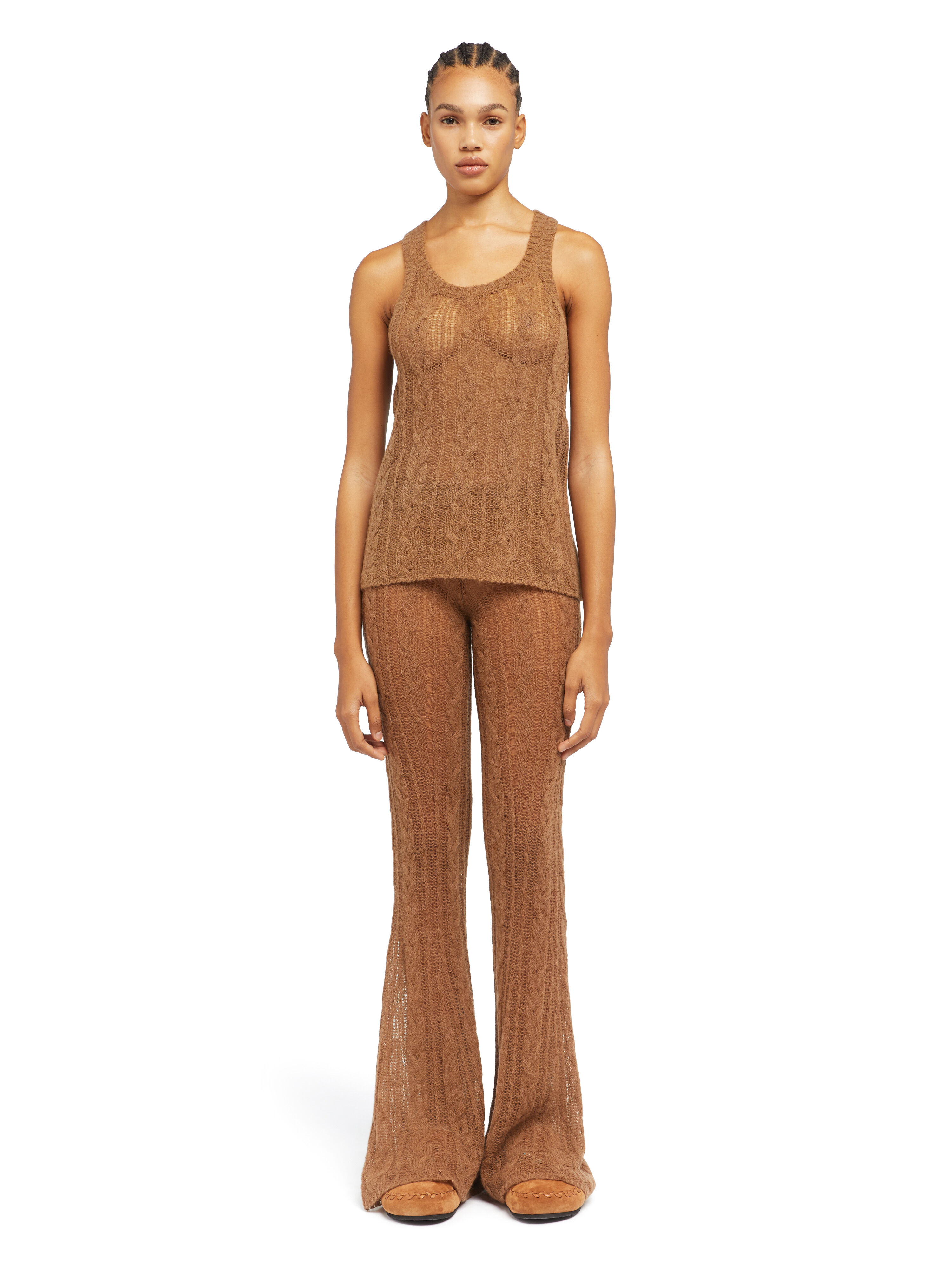 Alanui Desert Drift Tank Top Camel LWHT005E25KNI001