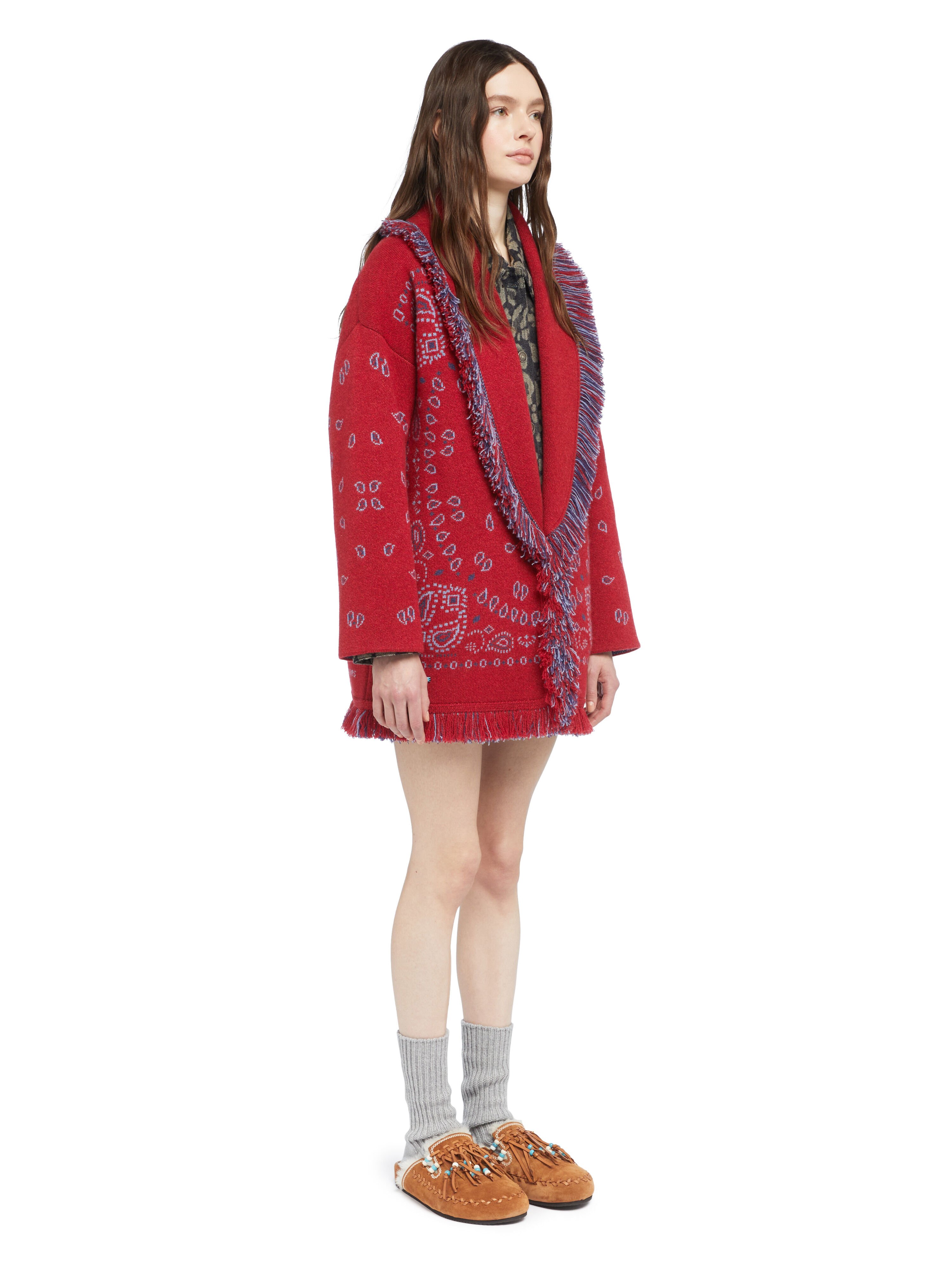 Alanui Bandana Jacquard Cardigan Ruby-Multicolor LWHB064E25KNI001