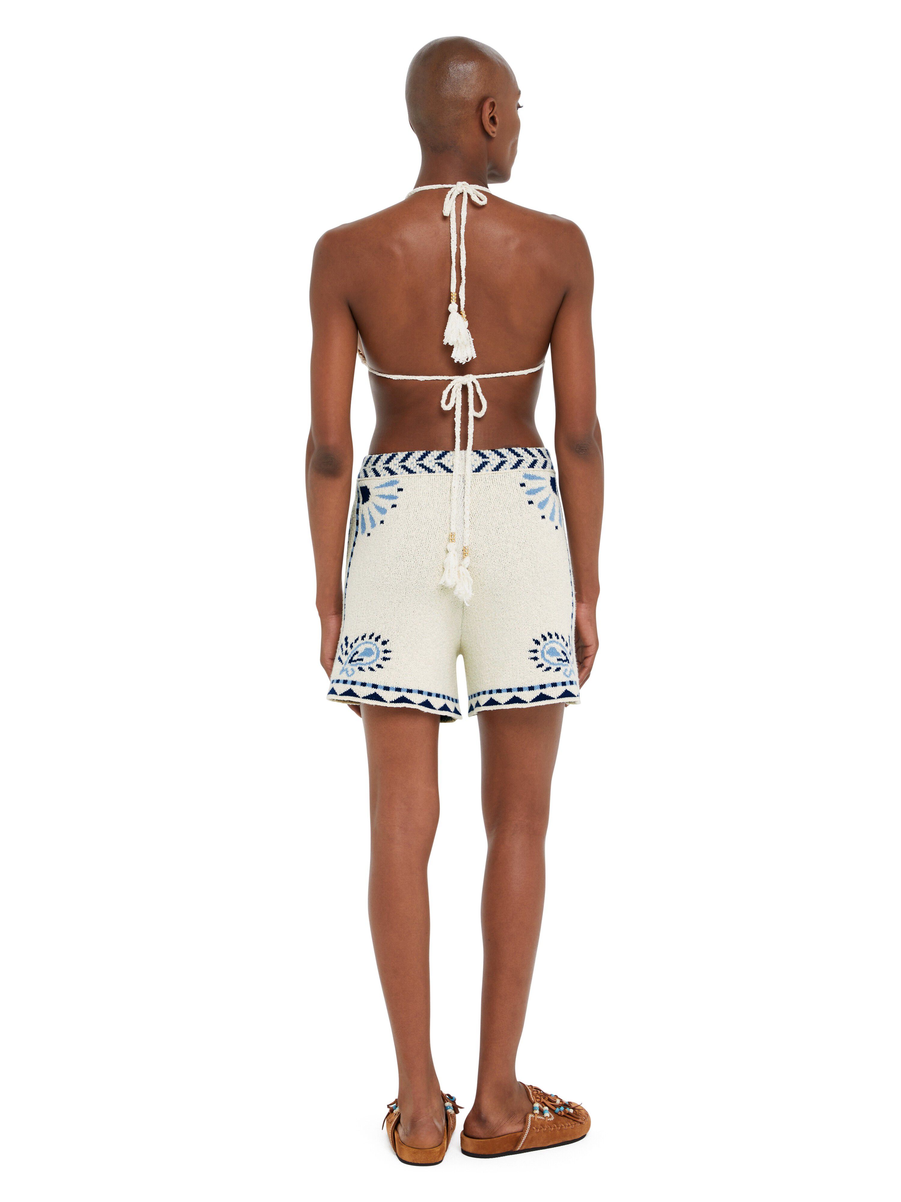 Alanui Wild Wonder Foulard Shorts Chalk-Indigo LWHM017R25KNI001