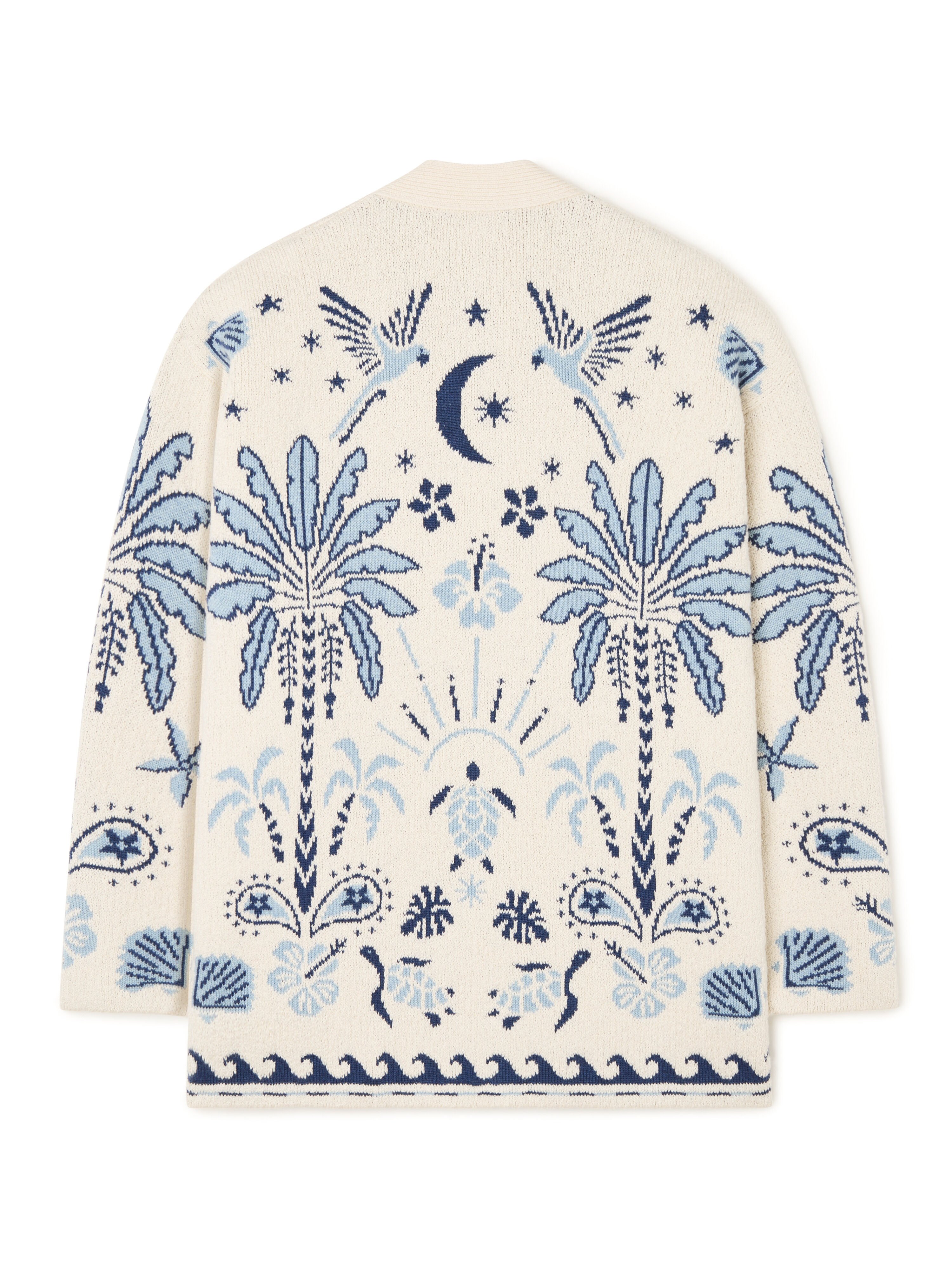 Alanui Echoes Of The Island Cardigan Chalk-Light Blue LMHB027R26KNI001 Alanui Echoes Of The Island Cardigan Chalk-Light Blue LMHB027R26KNI001