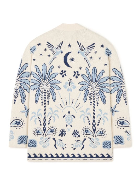 Alanui Echoes Of The Island Cardigan Chalk-Light Blue LMHB027R26KNI001 Alanui Echoes Of The Island Cardigan Chalk-Light Blue LMHB027R26KNI001
