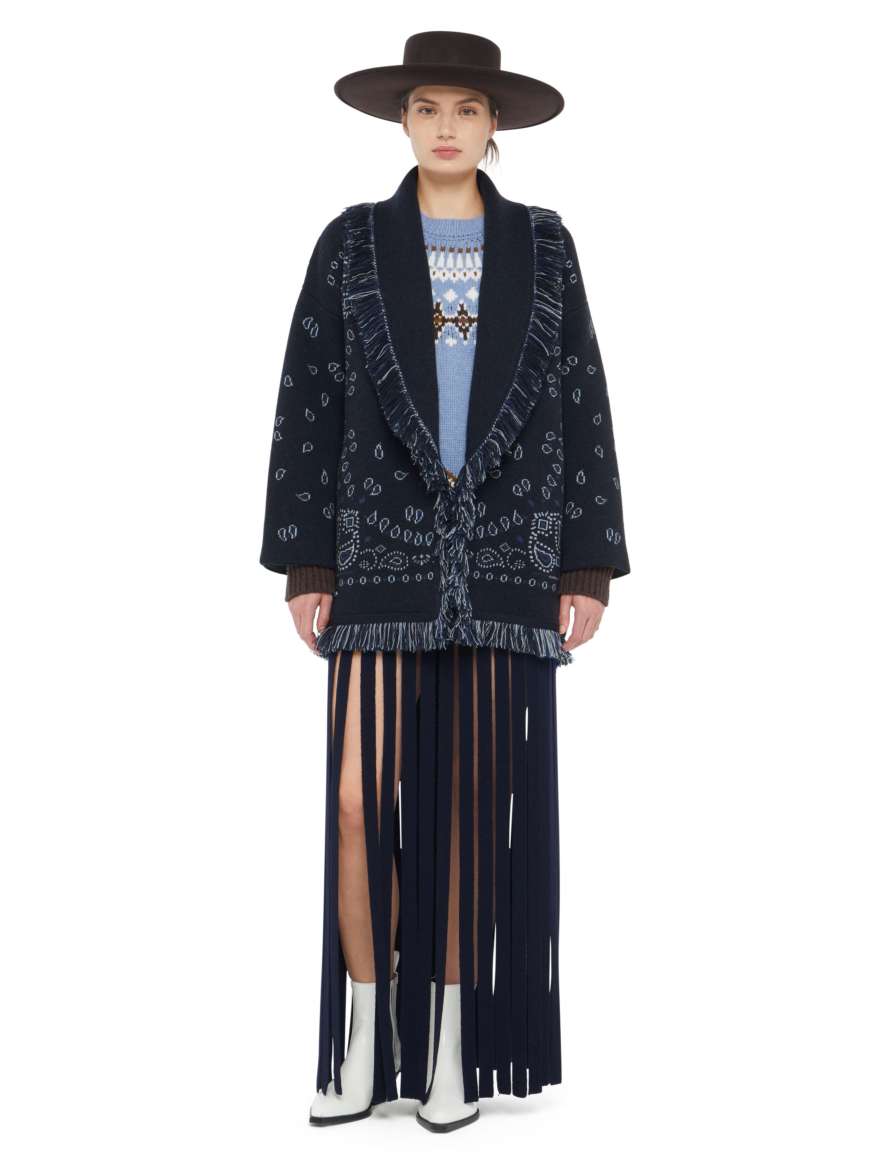 Alanui Bandana Jacquard Cardigan Midnight Blue-Multicolor LWHB064E24KNI002