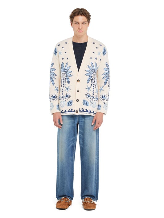 Alanui Echoes Of The Island Cardigan Chalk-Light Blue LMHB027R26KNI001 Alanui Echoes Of The Island Cardigan Chalk-Light Blue LMHB027R26KNI001