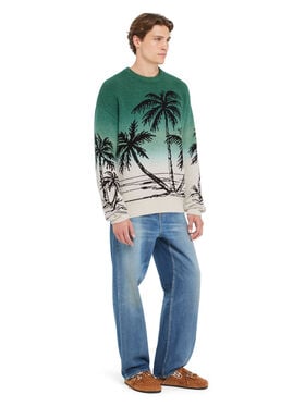 Alanui Wave Bloom Sweater Green Tide-Chalk