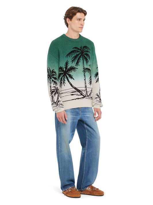 Alanui Wave Bloom Sweater Green Tide-Chalk LMHE033R26KNI004 Alanui Wave Bloom Sweater Green Tide-Chalk LMHE033R26KNI004