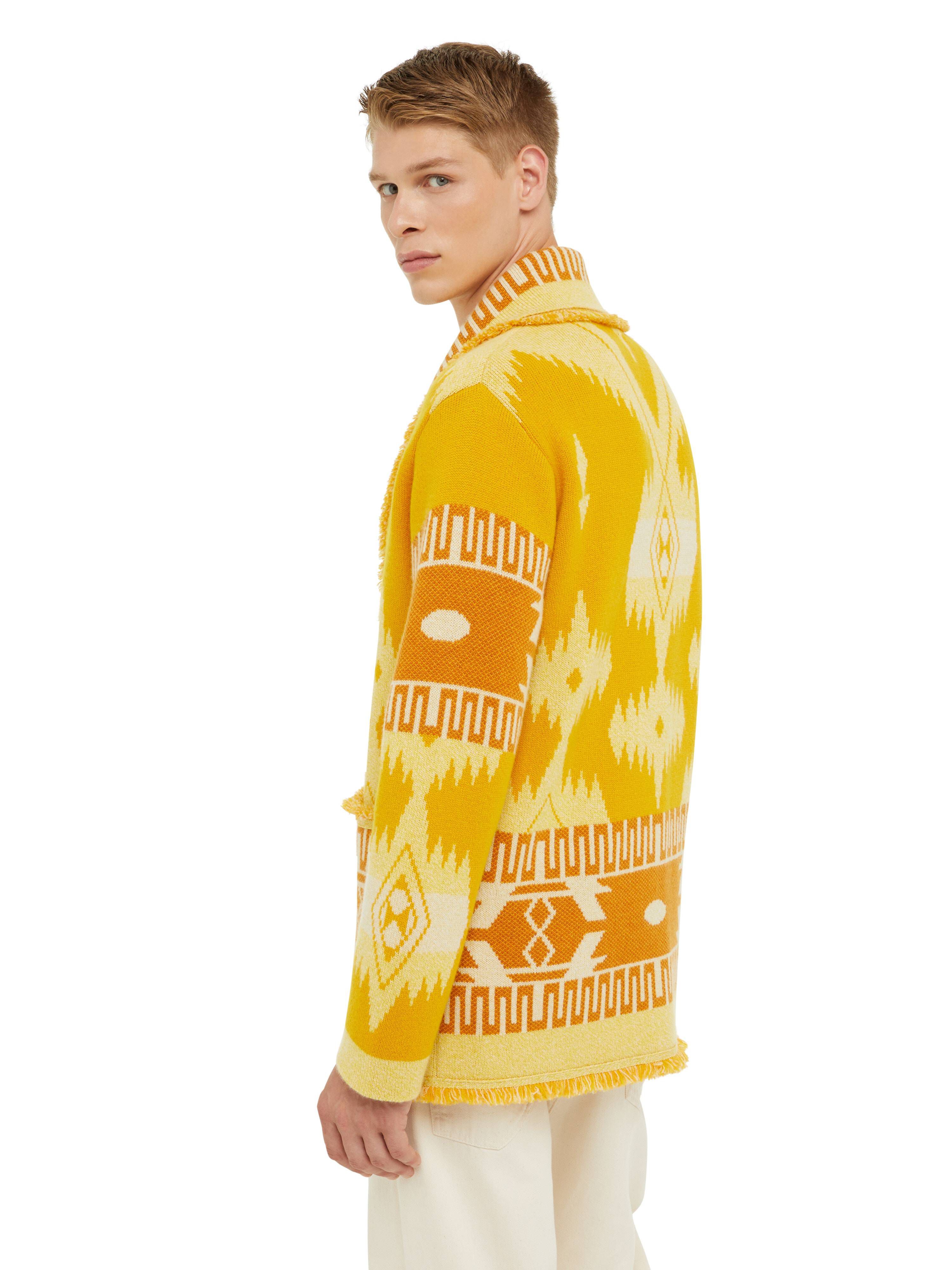 Alanui Icon Jacquard Cardigan Curcuma-Gold LMHB038R24KNI001