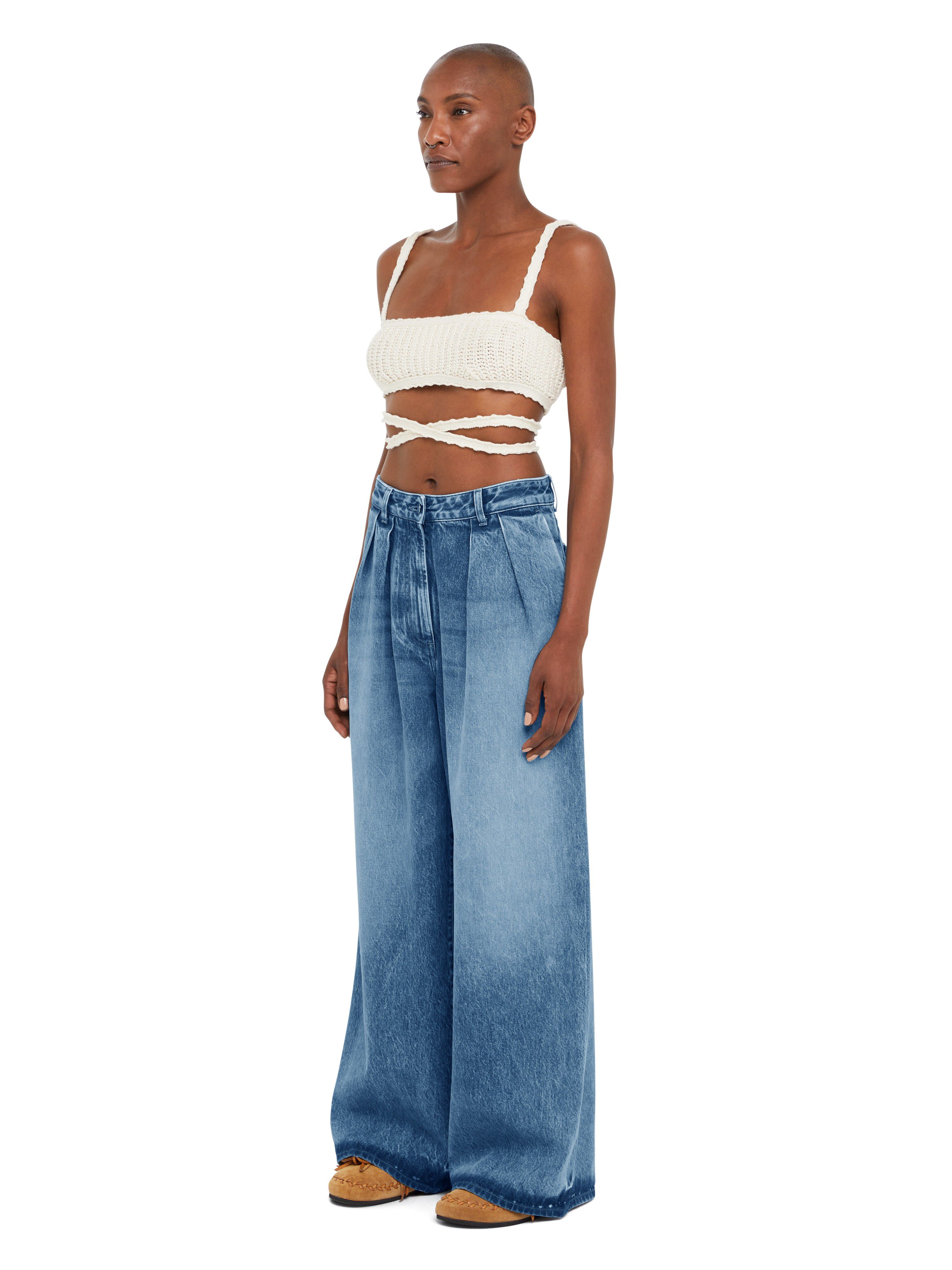 Alanui Sunny Crochet Denim Pants Medium Wash Blue Denim LWYB003R25DEN001