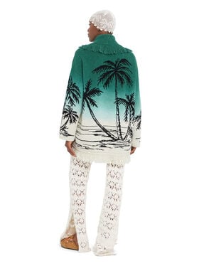 Alanui Wave Bloom Cardigan Green Tide-Chalk