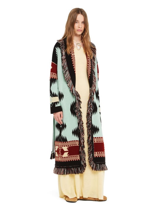 Alanui Icon Jacquard Coat Wave-Sandal Wood LWHQ003R26KNI001