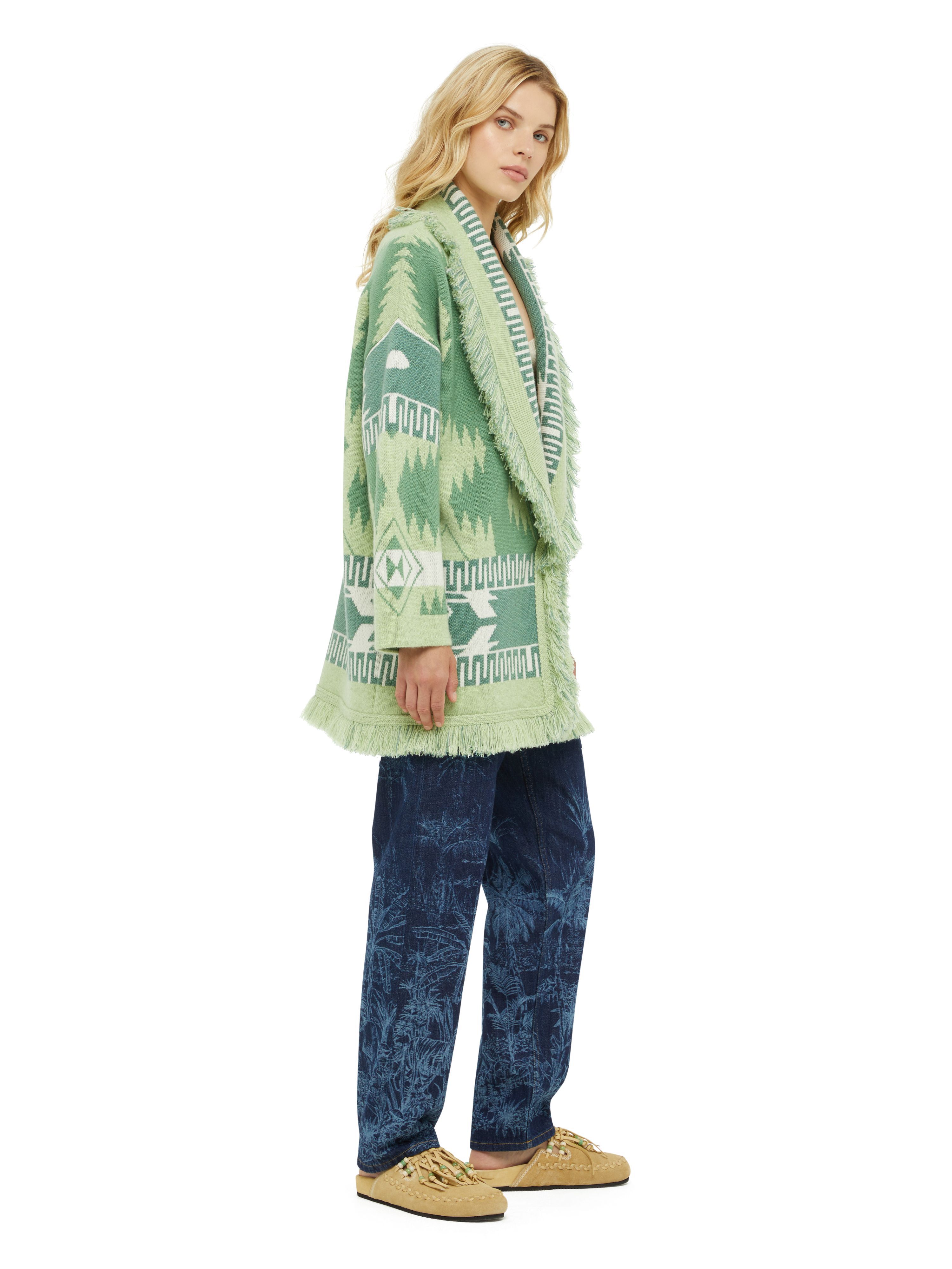 Alanui Icon Jacquard Cardigan Woodsage-Jade LWHB064R24KNI001