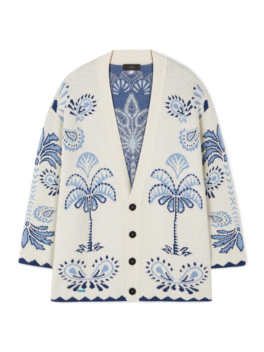 Alanui Wild Wonder Foulard Cardigan Chalk-Indigo LMHB027R25KNI002