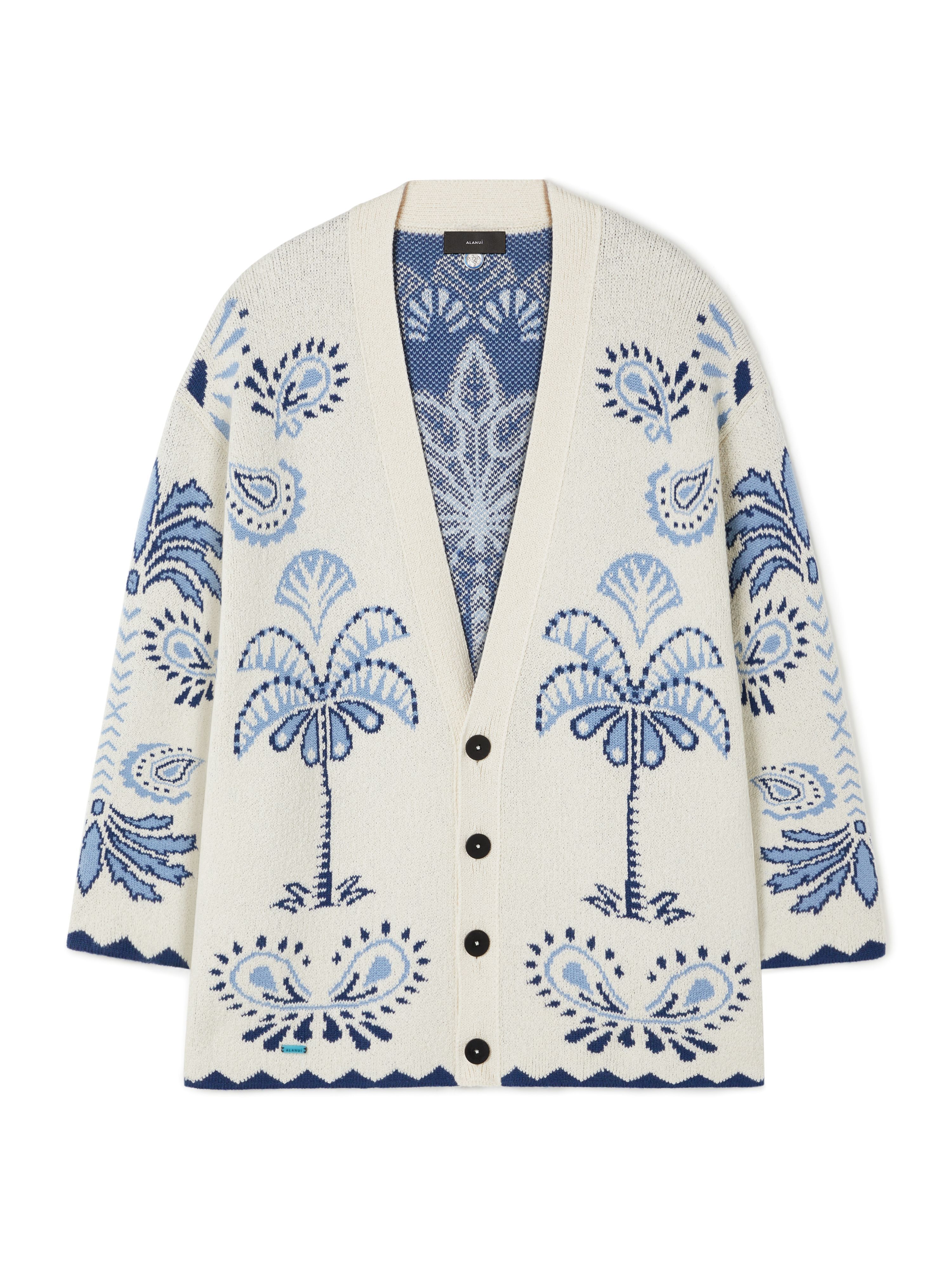 Alanui Wild Wonder Foulard Cardigan Chalk-Indigo LMHB027R25KNI002