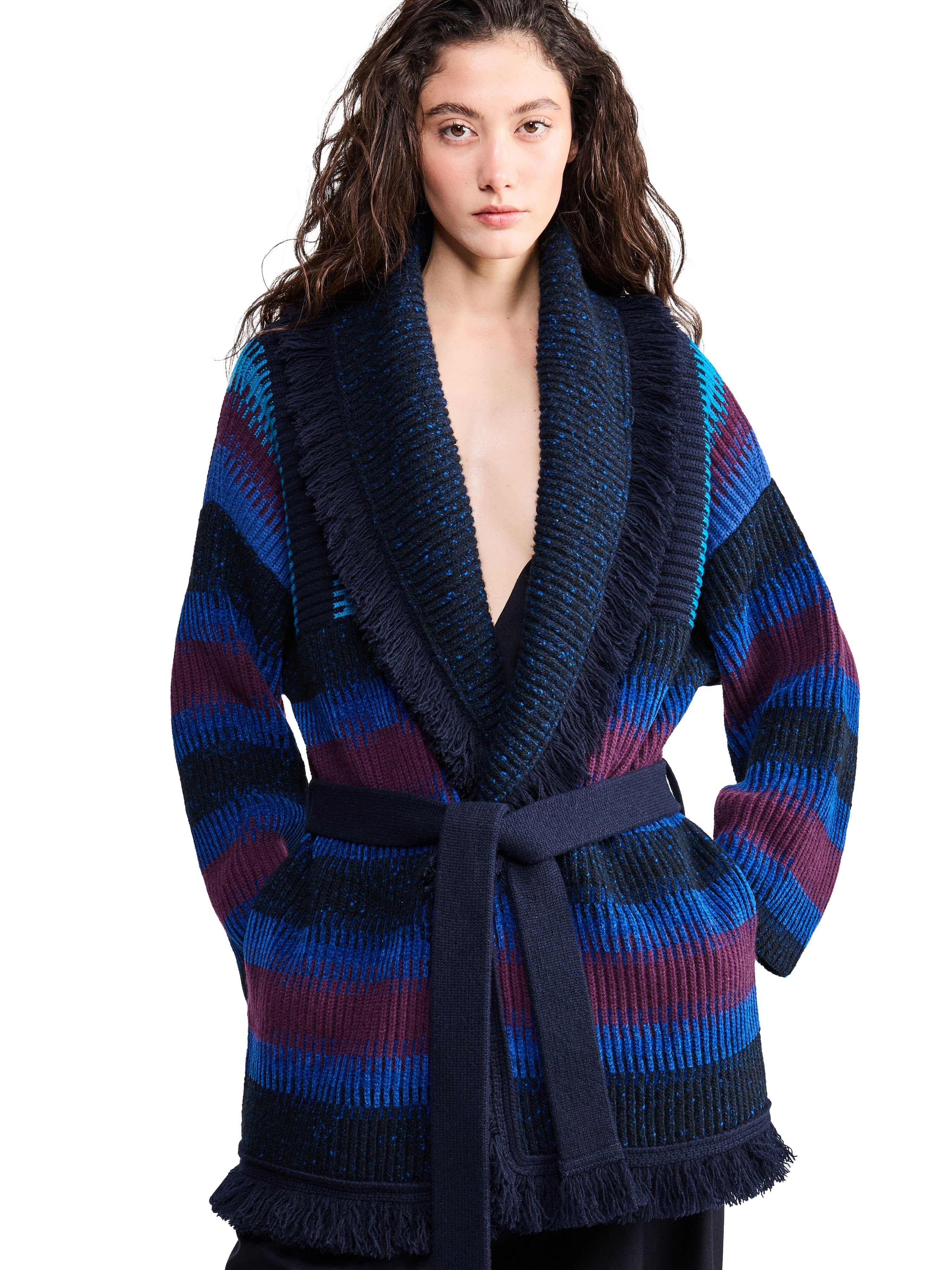 Alanui Giorgio Armani for Alanui Cardigan Blue-Purple Alanui Giorgio Armani for Alanui Cardigan Blue-Purple