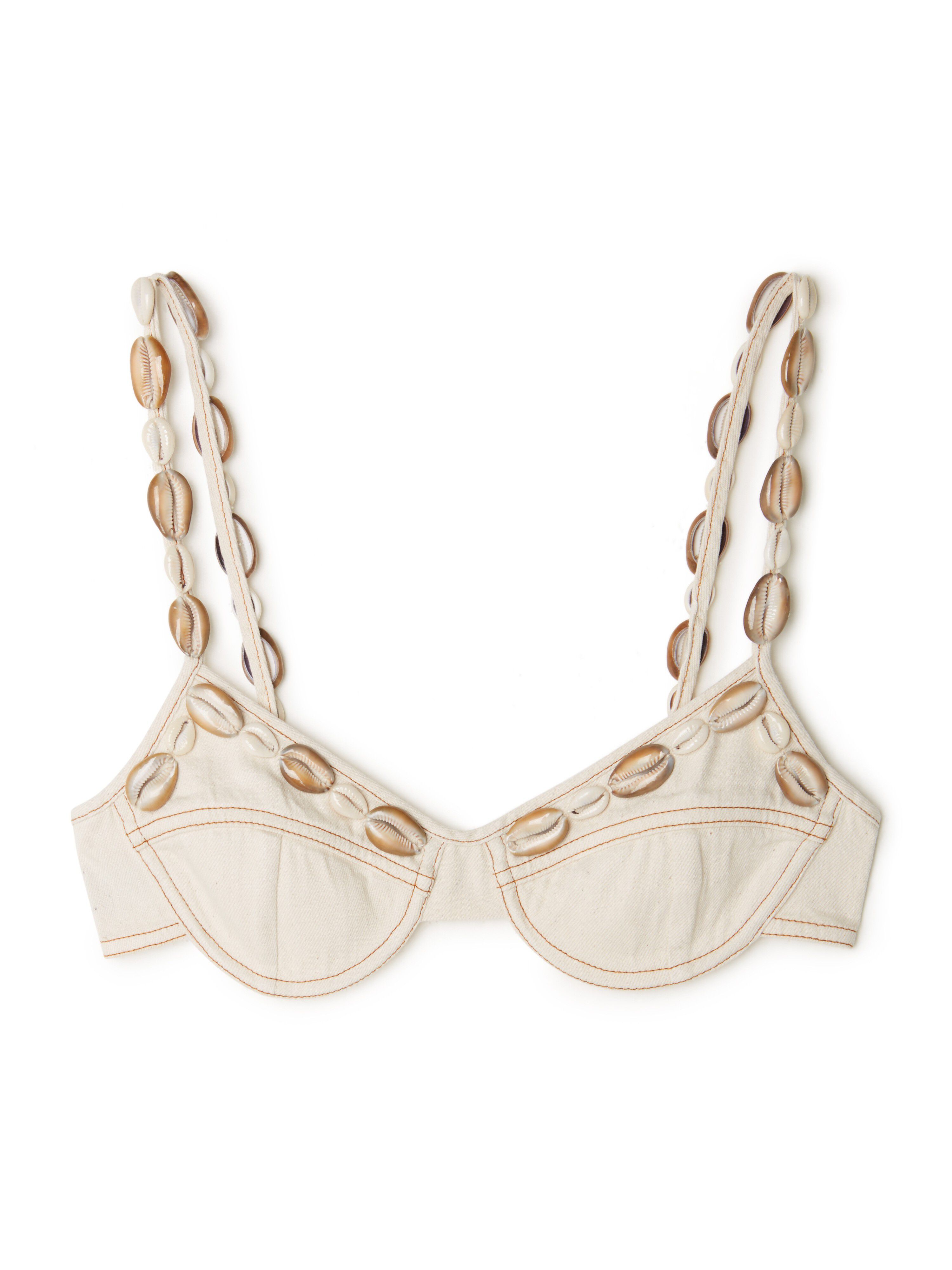 Alanui Ocean Dream Denim Bra White Raw Denim LWYP001R25DEN001