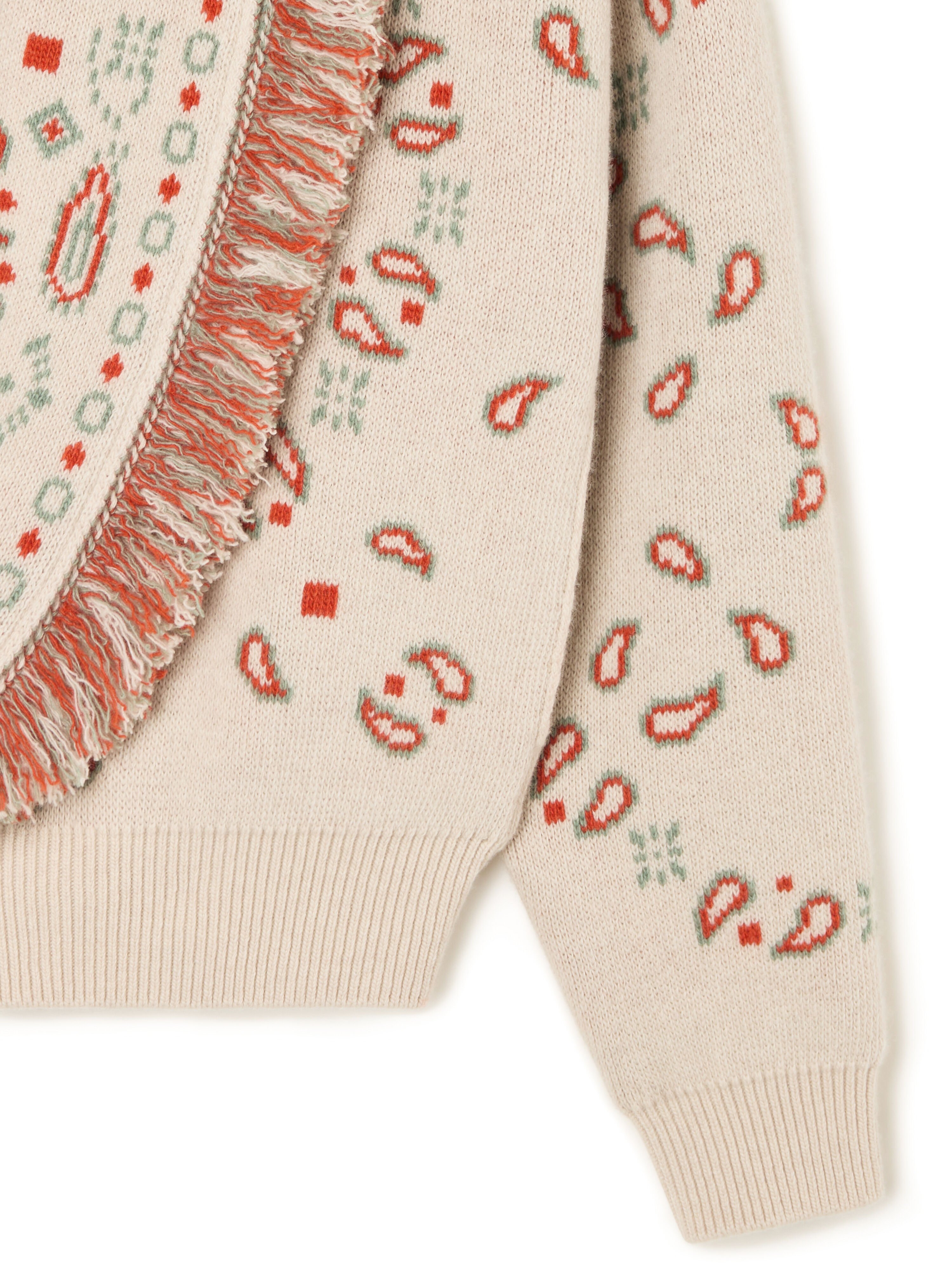 Alanui Bandana Jacquard Cardi-Bomber Chalk-Coral LWHB026R26KNI002 Alanui Bandana Jacquard Cardi-Bomber Chalk-Coral LWHB026R26KNI002