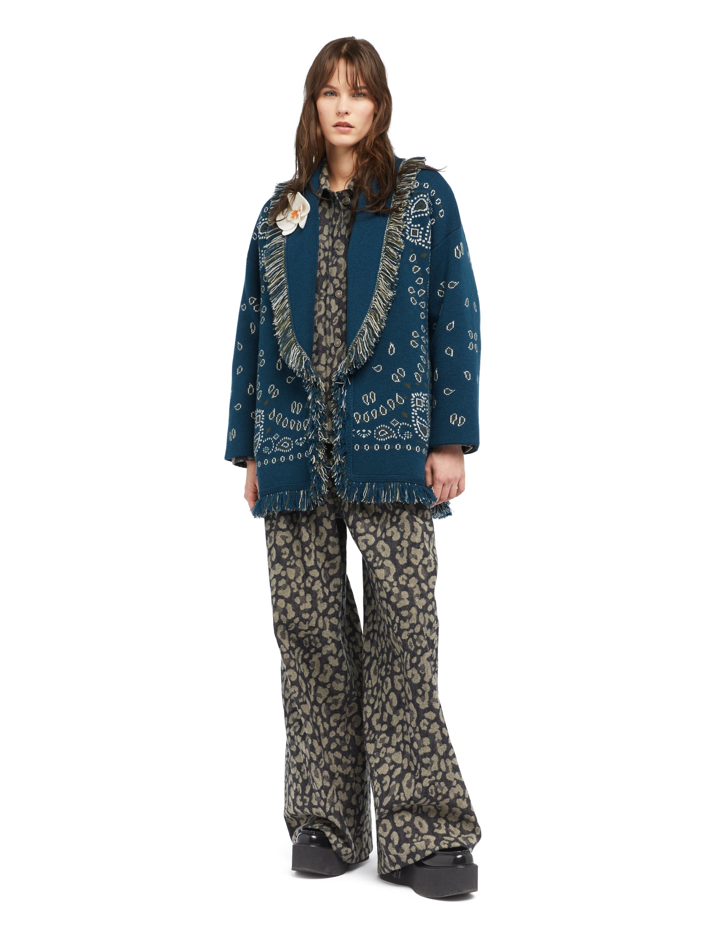 Alanui Bandana Jacquard Cardigan Arbour-Multicolor LWHB064E25KNI001