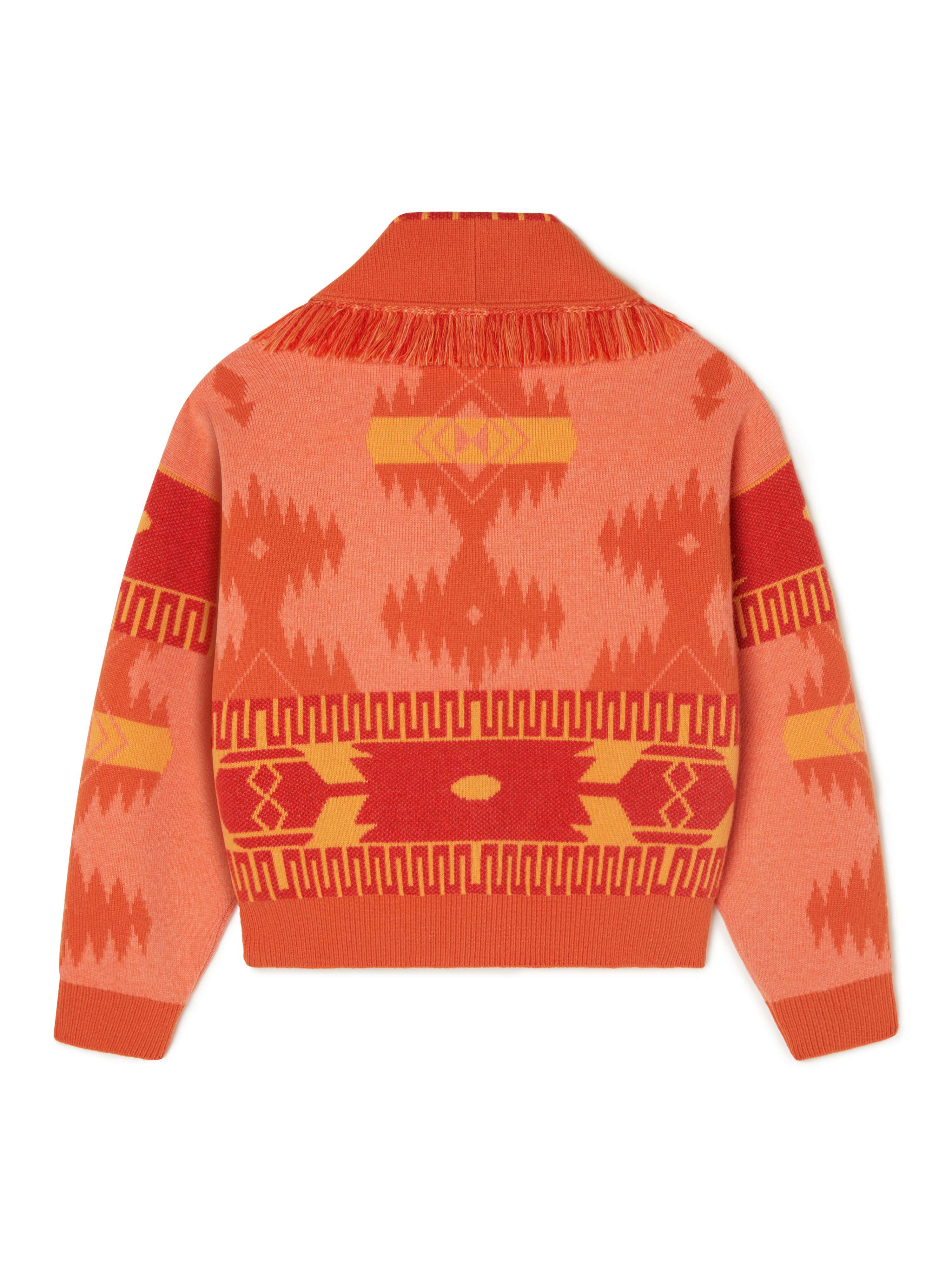 Alanui Icon Jacquard Cardi-Bomber Papaya-Sunset Orange LWHB026R24KNI001